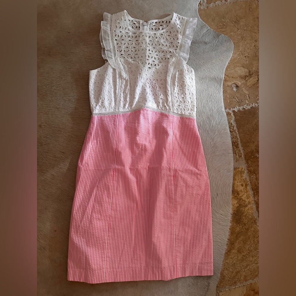 Lilly Pulitzer Sheath Dress White and Pink Sleeveless